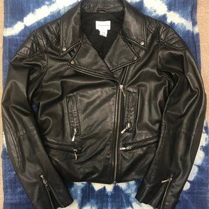 Club Monaco Black Leather Carlye Moto Jacket